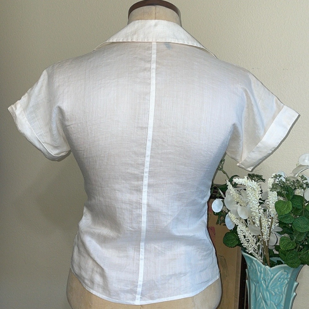 A/X Armani Exchange NWOT Button Front Tuxedo Bib Blouse - Picture 3 of 8
